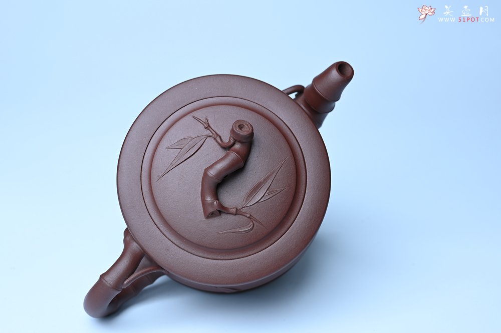 紫砂壶图片：美壶特惠 精致紫泥可心竹段壶 茶人醉爱 - 全手工紫砂壶网