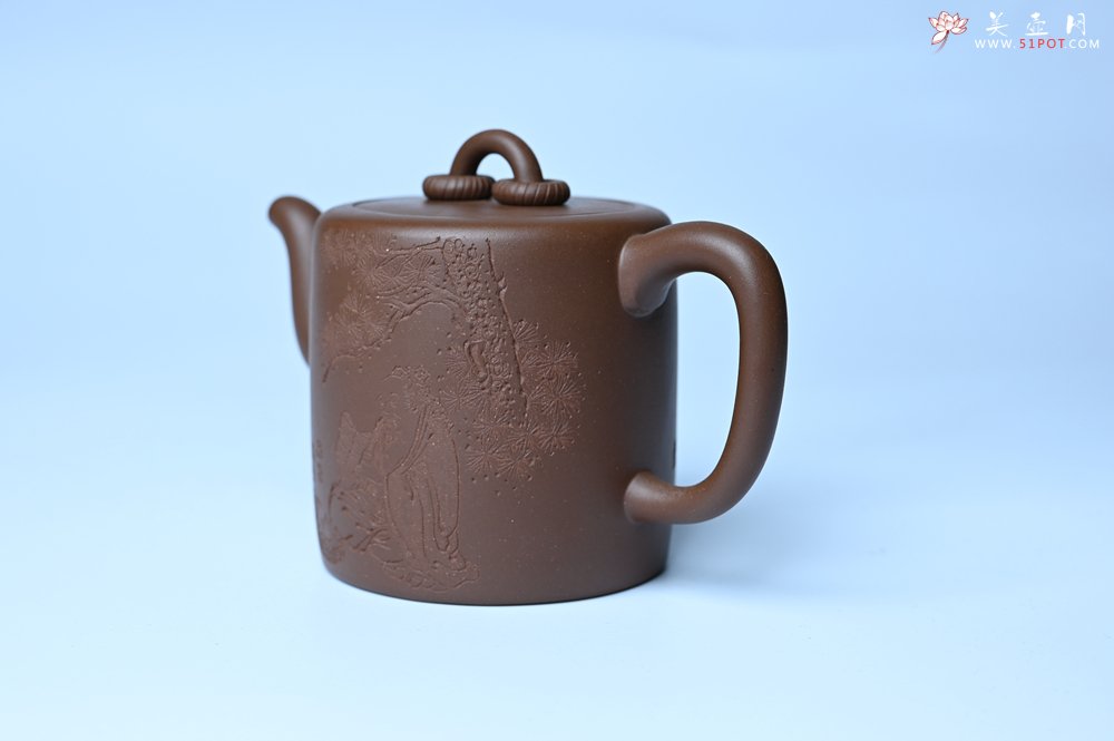 紫砂壶图片：美壶特惠 潜力股王静然 优质紫泥双圈壶 兴来每独往 胜事空自知 装饰文雅 - 全手工紫砂壶网