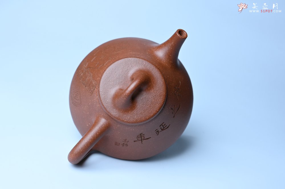 紫砂壶图片：潜力股周小培全手工降坡泥子冶石瓢 范小君徒杨志超装饰古钱币 饮之延年 特文气 - 全手工紫砂壶网