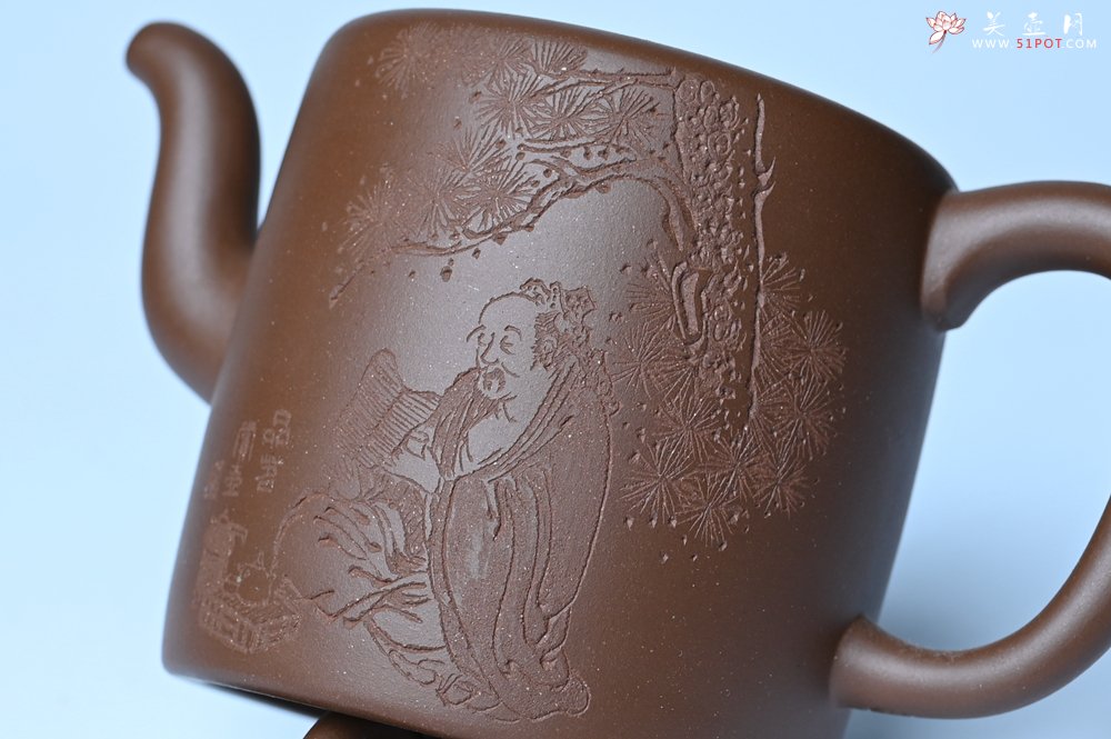 紫砂壶图片：美壶特惠 潜力股王静然 优质紫泥双圈壶 兴来每独往 胜事空自知 装饰文雅 - 全手工紫砂壶网