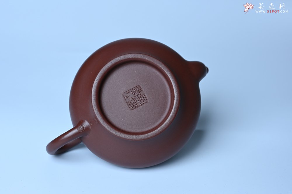 紫砂壶图片：油润黄龙山4号深井红皮龙 全手工摹顾景舟高虚扁 做工特好 - 全手工紫砂壶网