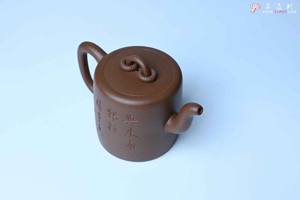 紫砂壶图片：美壶特惠 潜力股王静然 优质紫泥双圈壶 兴来每独往 胜事空自知 装饰文雅 - 全手工紫砂壶网