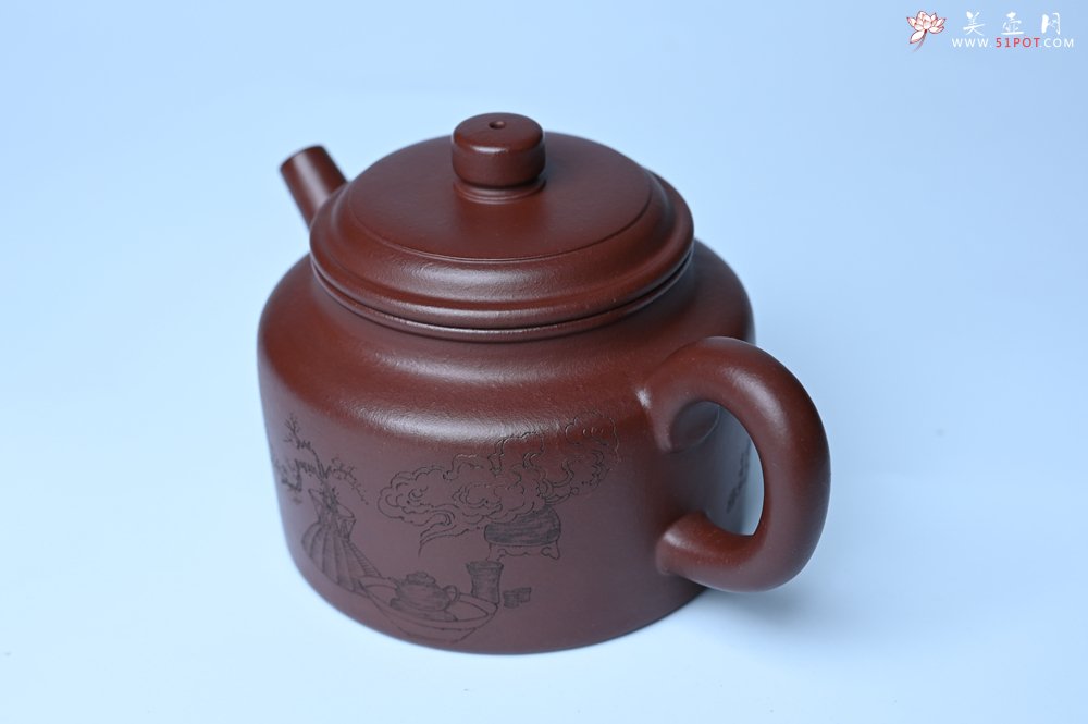紫砂壶图片：油润黄龙山4号深井红皮龙 全手工德中壶 做工特好 装饰清供图 特文气 - 全手工紫砂壶网