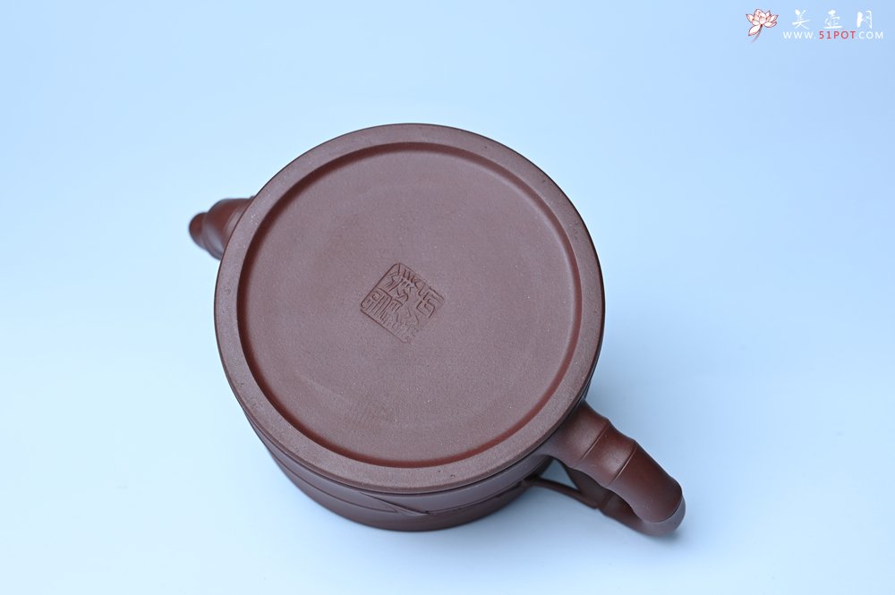 紫砂壶图片：美壶特惠 精致紫泥可心竹段壶 茶人醉爱 - 全手工紫砂壶网