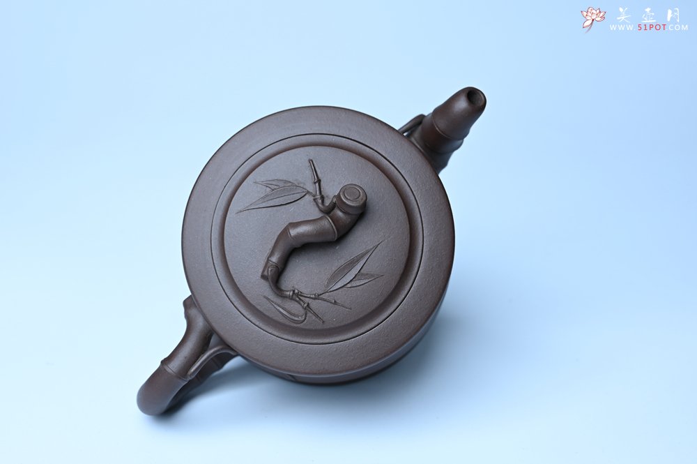 紫砂壶图片：美壶特惠 精致老紫泥可心竹段壶 茶人醉爱 - 全手工紫砂壶网
