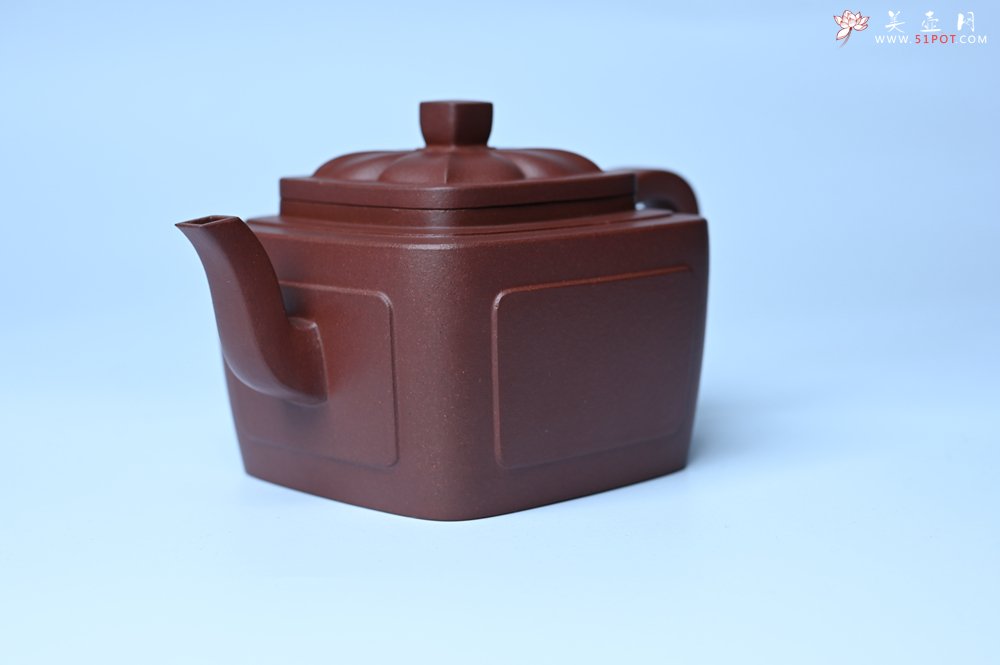 紫砂壶图片：美壶特惠 全手工优质紫红泥精致四方菱花壶 特文气 - 全手工紫砂壶网