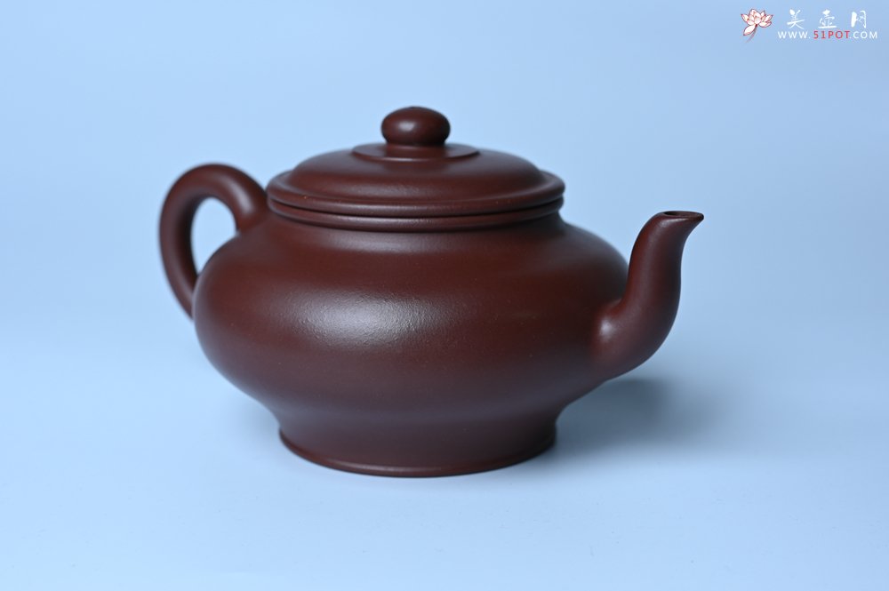 紫砂壶图片：油润黄龙山4号深井红皮龙 全手工摹顾景舟高虚扁 做工特好 - 全手工紫砂壶网