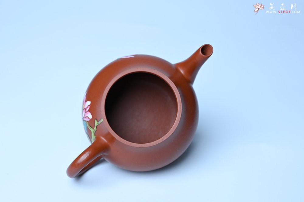 紫砂壶图片：美壶特惠 优质朱泥梨形壶 蝶恋花 茶人醉爱 - 全手工紫砂壶网