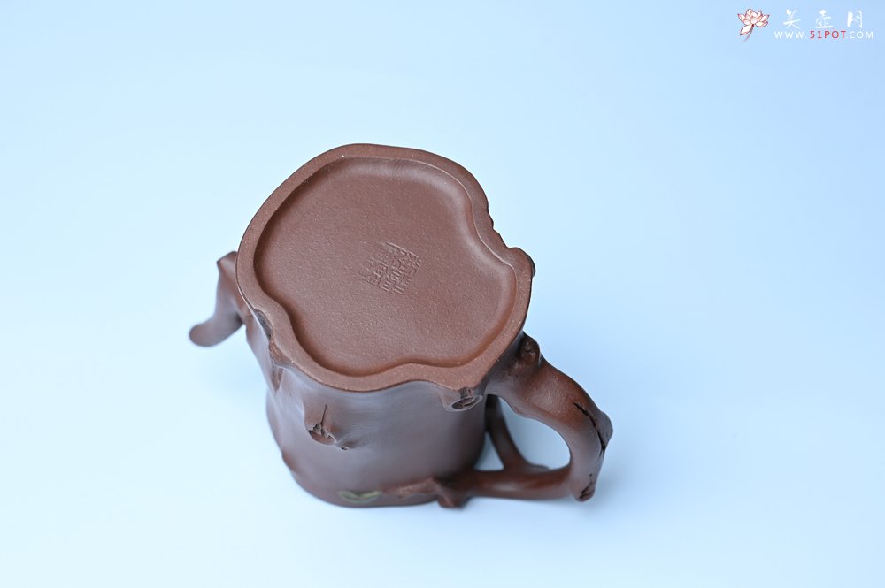 紫砂壶图片：潜力股赵老师 优质紫泥全手工佛手桩紫砂壶 三色帖叶生动 佛手灵动 - 全手工紫砂壶网