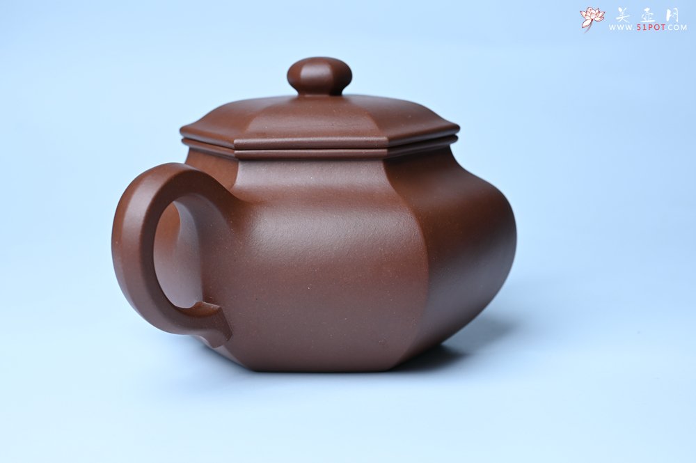 紫砂壶图片：实力派张海艳全手工精工六方仿古壶 气势磅礴 线面挺括平正 - 全手工紫砂壶网