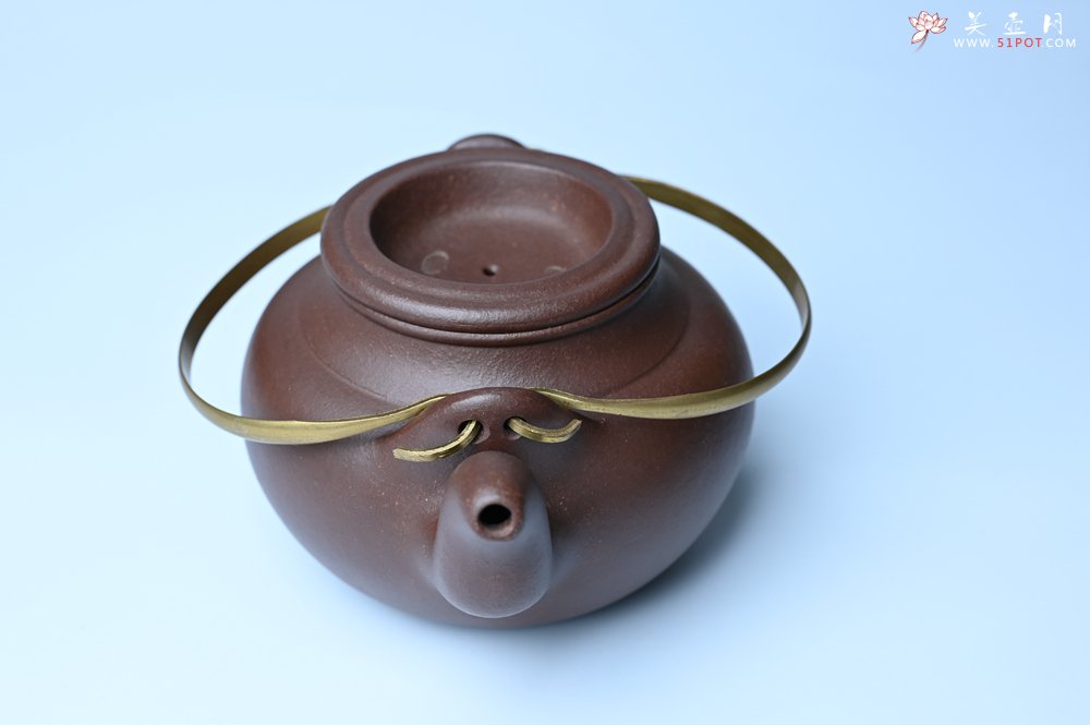 紫砂壶图片：美壶特惠 手工手制精致老紫泥提梁壶 茶人醉爱 - 全手工紫砂壶网