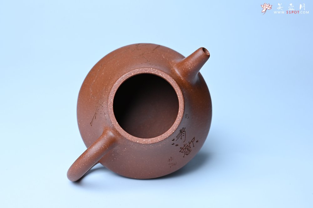 紫砂壶图片：美壶特惠 潜力股王老师 全手工拍打成型茄瓢壶 装饰枯枝鸟 特文气 - 全手工紫砂壶网