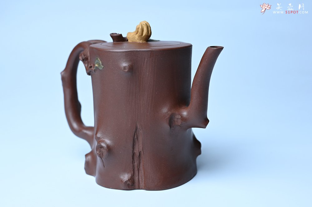 紫砂壶图片：潜力股赵老师 优质紫泥全手工佛手桩紫砂壶 三色帖叶生动 佛手灵动 - 全手工紫砂壶网