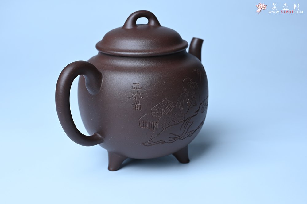 紫砂壶图片：美壶特惠 优质紫泥精致三足鼎壶 品茶论道 - 全手工紫砂壶网