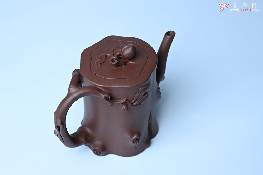 紫砂壶图片：潜力股赵老师 全手工秀雅桃桩 肌理自然生动 - 全手工紫砂壶网