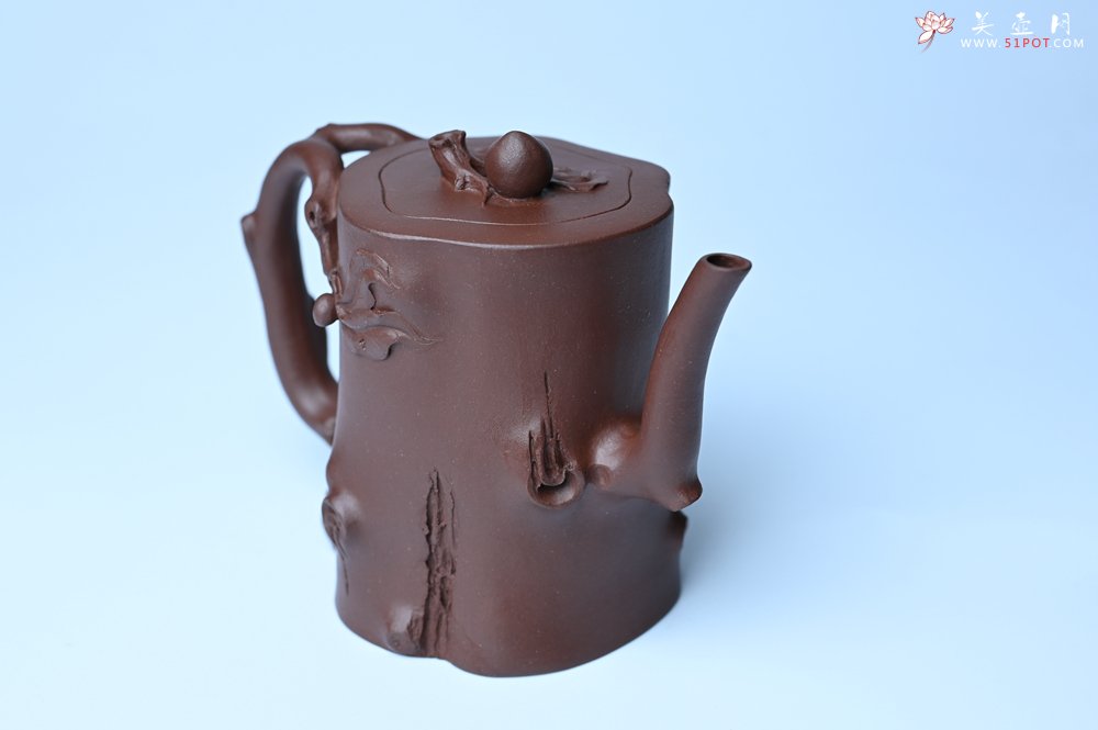 紫砂壶图片：潜力股赵老师 全手工秀雅桃桩 肌理自然生动 - 全手工紫砂壶网