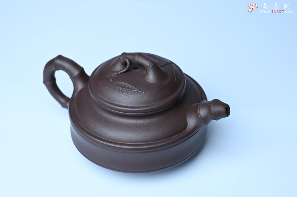 紫砂壶图片：美壶特惠 优质老紫泥双线竹鼓二式 养后特润 - 全手工紫砂壶网