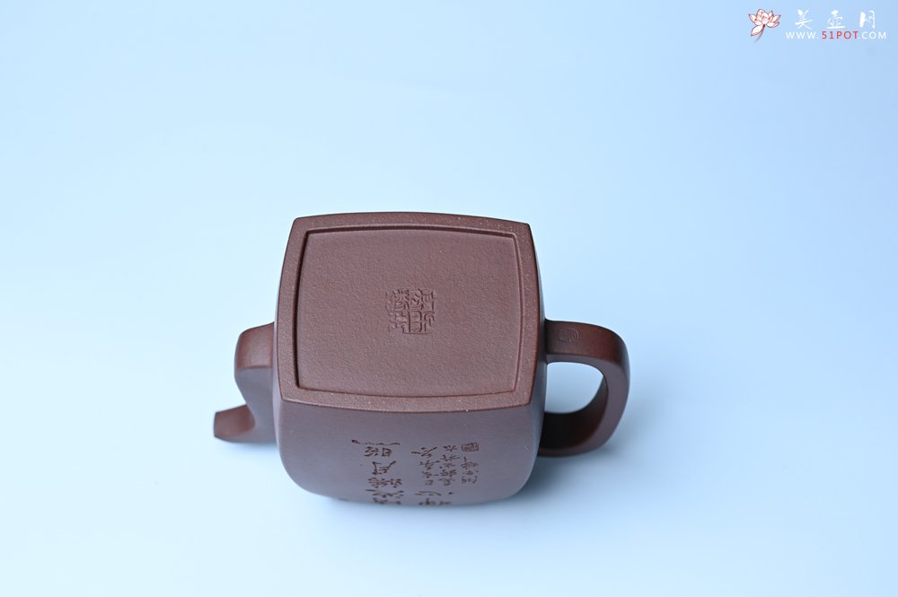 紫砂壶图片：全手工精致汉方壶 清池皓月照禅心 禅意浓浓 - 全手工紫砂壶网