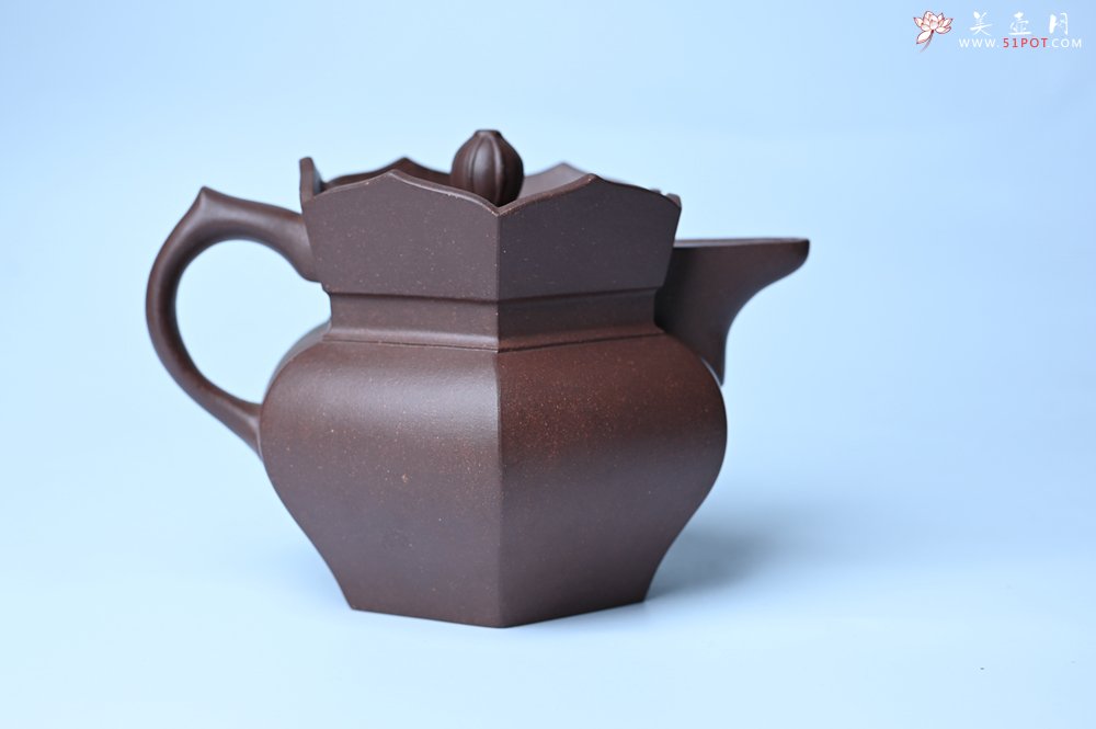 紫砂壶图片：摹古时大彬 优质调砂老紫泥全手工镶片僧帽壶 难度大 古韵悠悠 愈养迷人 - 全手工紫砂壶网