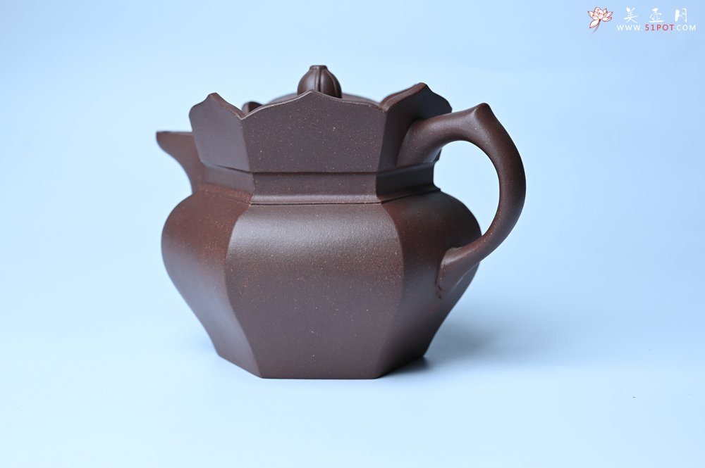紫砂壶图片：摹古时大彬 优质调砂老紫泥全手工镶片僧帽壶 难度大 古韵悠悠 愈养迷人 - 全手工紫砂壶网