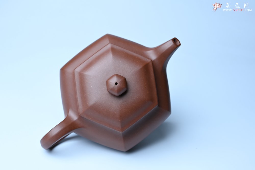 紫砂壶图片：实力派张海艳全手工精工六方仿古壶 气势磅礴 线面挺括平正 - 全手工紫砂壶网