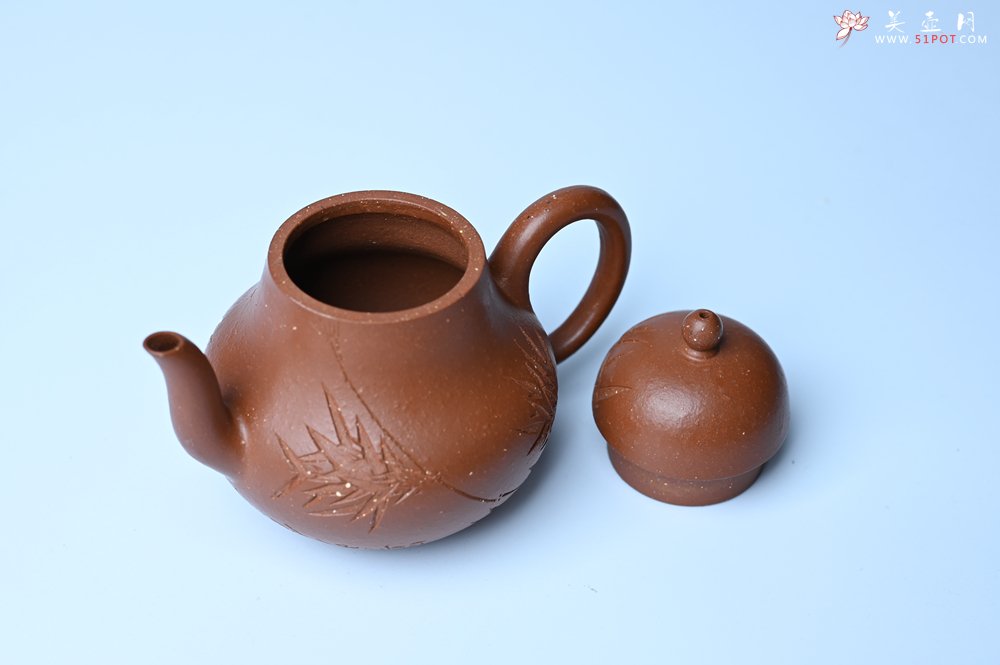 紫砂壶图片：美壶特惠 特好朱泥居不可无竹梨形壶 茶人醉爱 - 全手工紫砂壶网