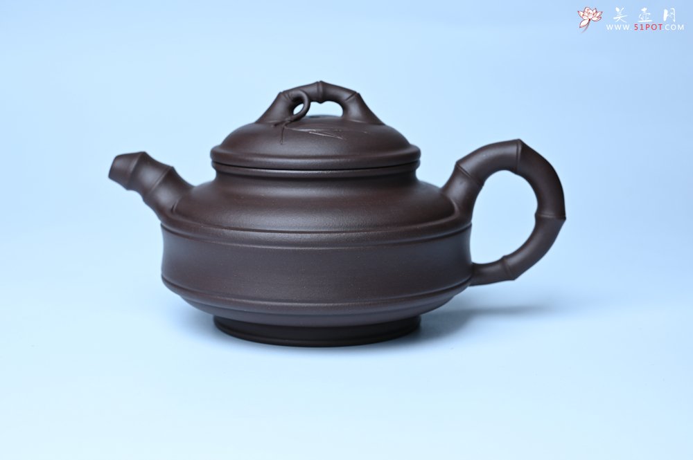 紫砂壶图片：美壶特惠 优质老紫泥双线竹鼓二式 养后特润 - 全手工紫砂壶网