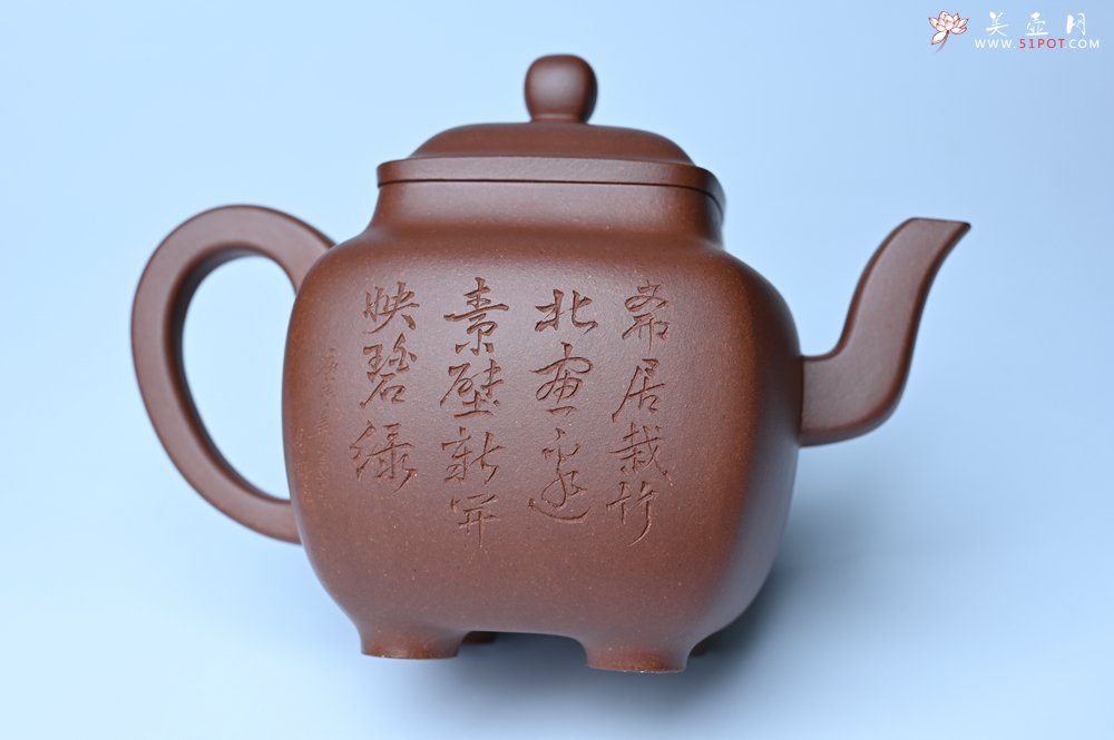 紫砂壶图片：实力派张海艳全手工油润底曹青重器鸣远四方 气势磅礴 用心之作 装饰人物特文气 - 全手工紫砂壶网