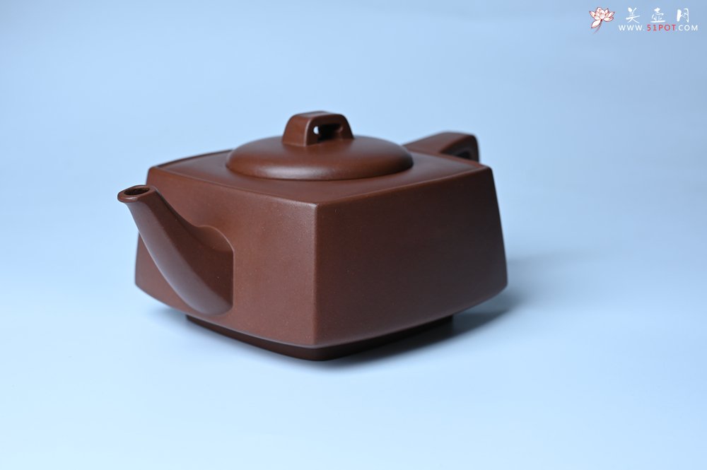 紫砂壶图片：实力派张海艳全手工精工砂四方壶 做工一流 - 全手工紫砂壶网