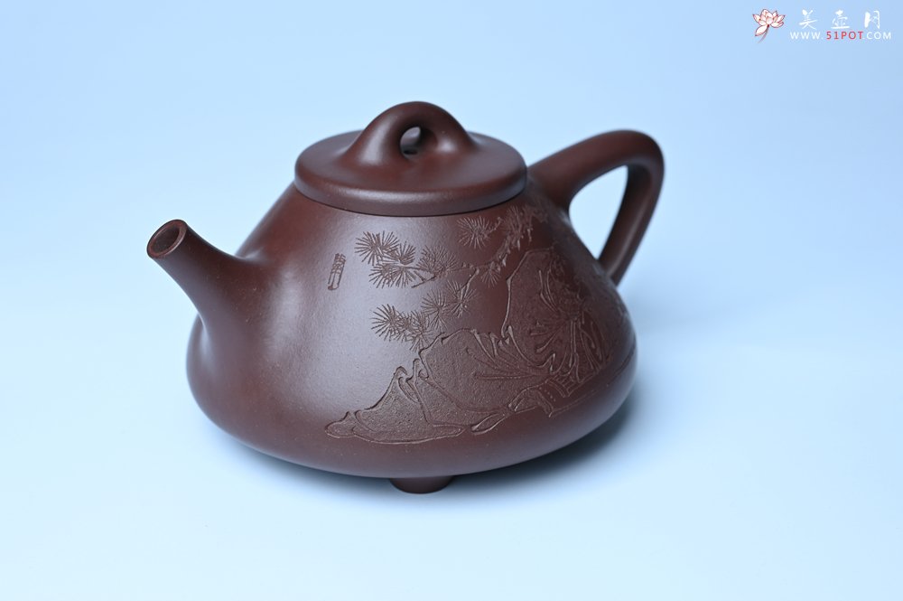 紫砂壶图片：潜力股周小培 特好全手工底槽清子冶石瓢 此是诗仙坡老作 与君同试雨前茶 - 全手工紫砂壶网