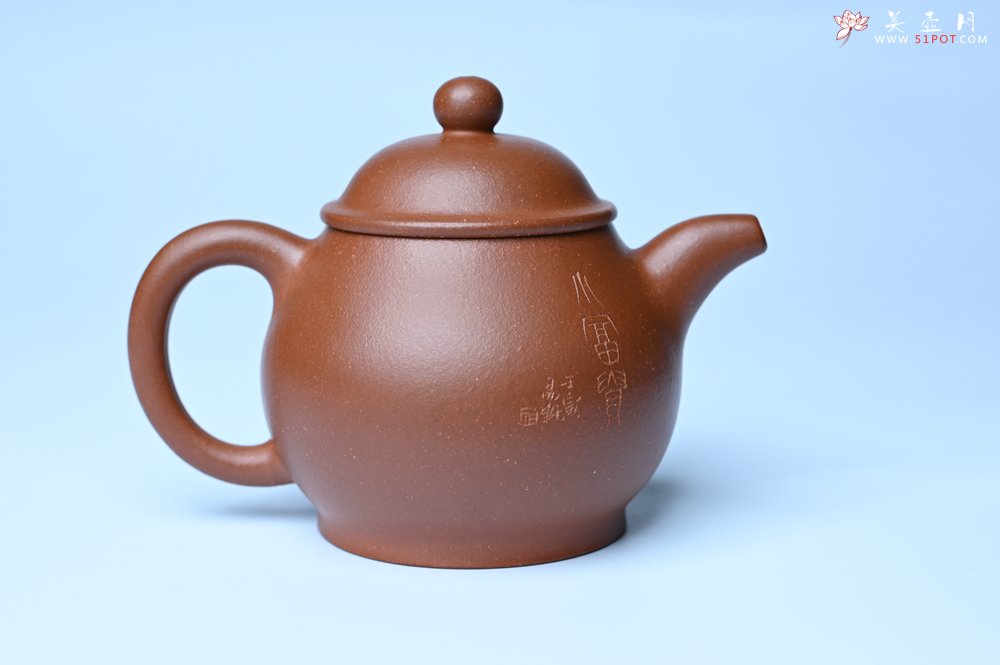 紫砂壶图片：美壶特惠 王老师 全手工红降坡泥潘壶 国助工 易轩 范小君徒杨志老师刻绘 装饰小富贵特文气 - 全手工紫砂壶网