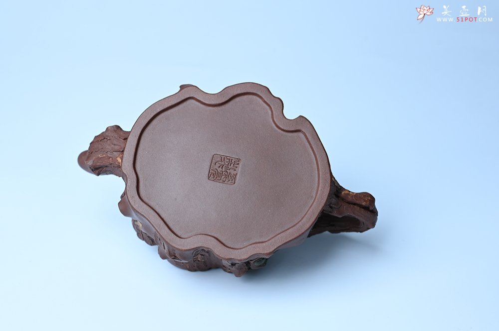 紫砂壶图片：实力派国工奚亮 全手工双色松桩壶 此壶灵动刻画描绘松桩之形 - 全手工紫砂壶网