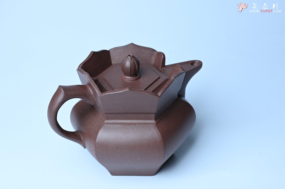 紫砂壶图片：摹古时大彬 优质调砂老紫泥全手工镶片僧帽壶 难度大 古韵悠悠 愈养迷人 - 全手工紫砂壶网