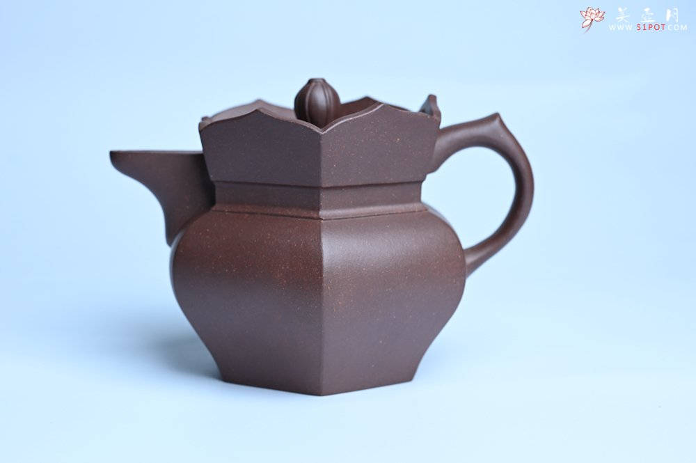 紫砂壶图片：摹古时大彬 优质调砂老紫泥全手工镶片僧帽壶 难度大 古韵悠悠 愈养迷人 - 全手工紫砂壶网