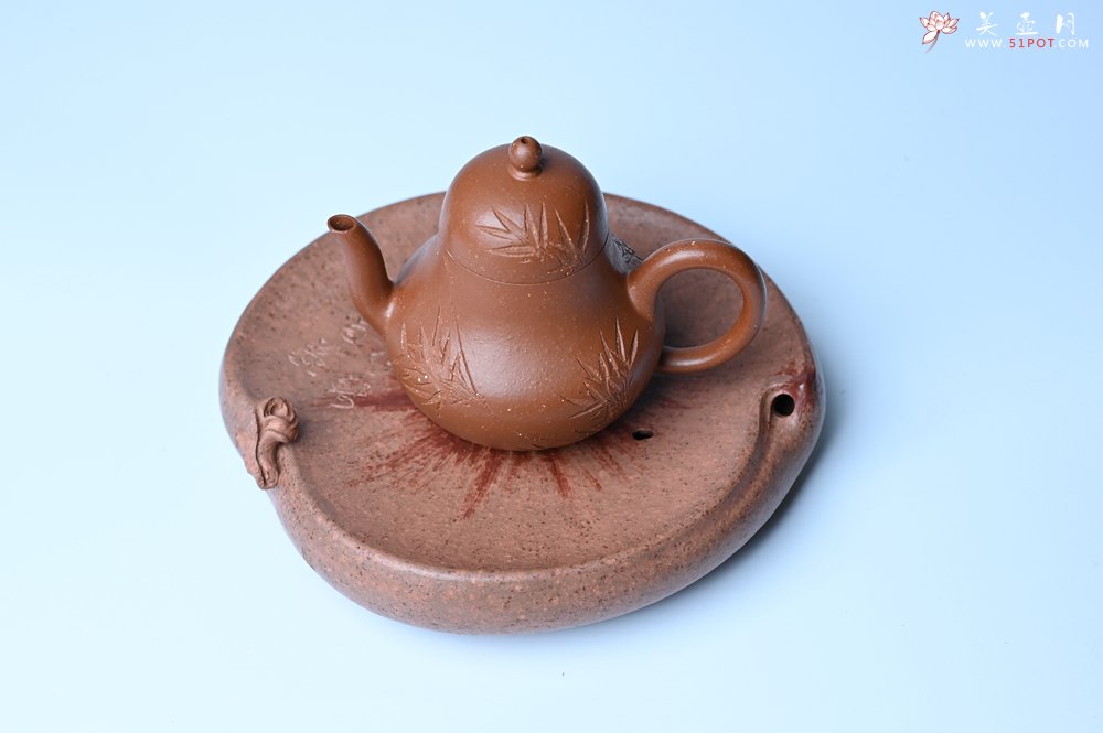 紫砂壶图片：美器特惠 朱自立工作室精品寿桃干泡台 直径大约15cm - 全手工紫砂壶网