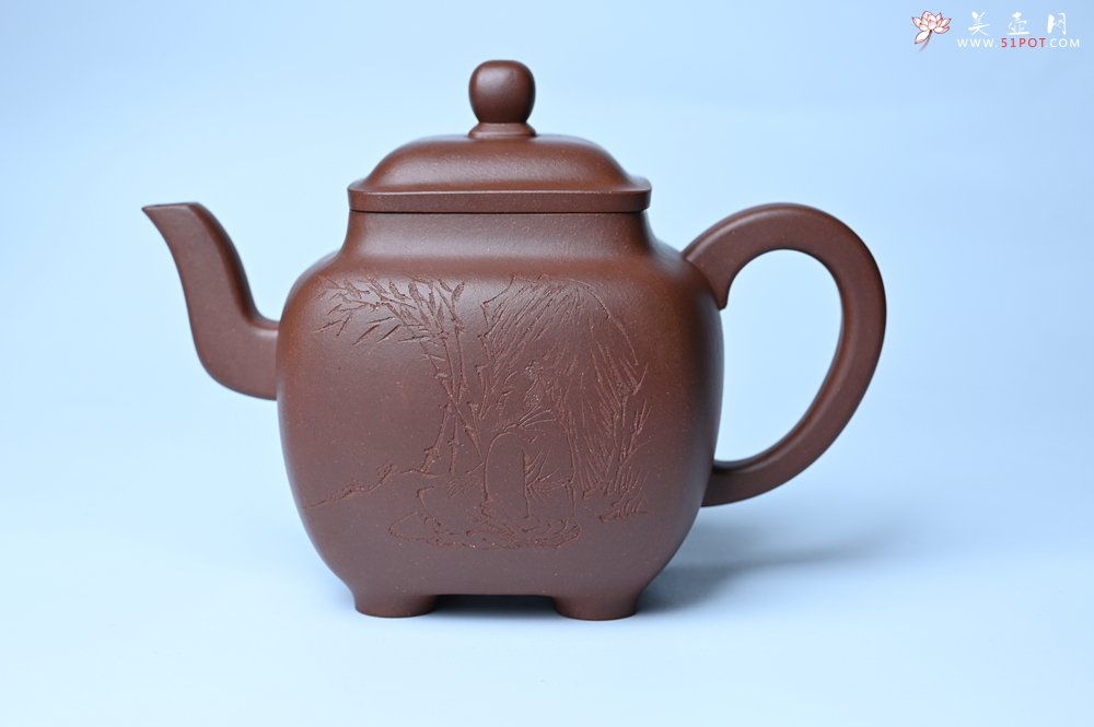 紫砂壶图片：实力派张海艳全手工油润底曹青重器鸣远四方 气势磅礴 用心之作 装饰人物特文气 - 全手工紫砂壶网
