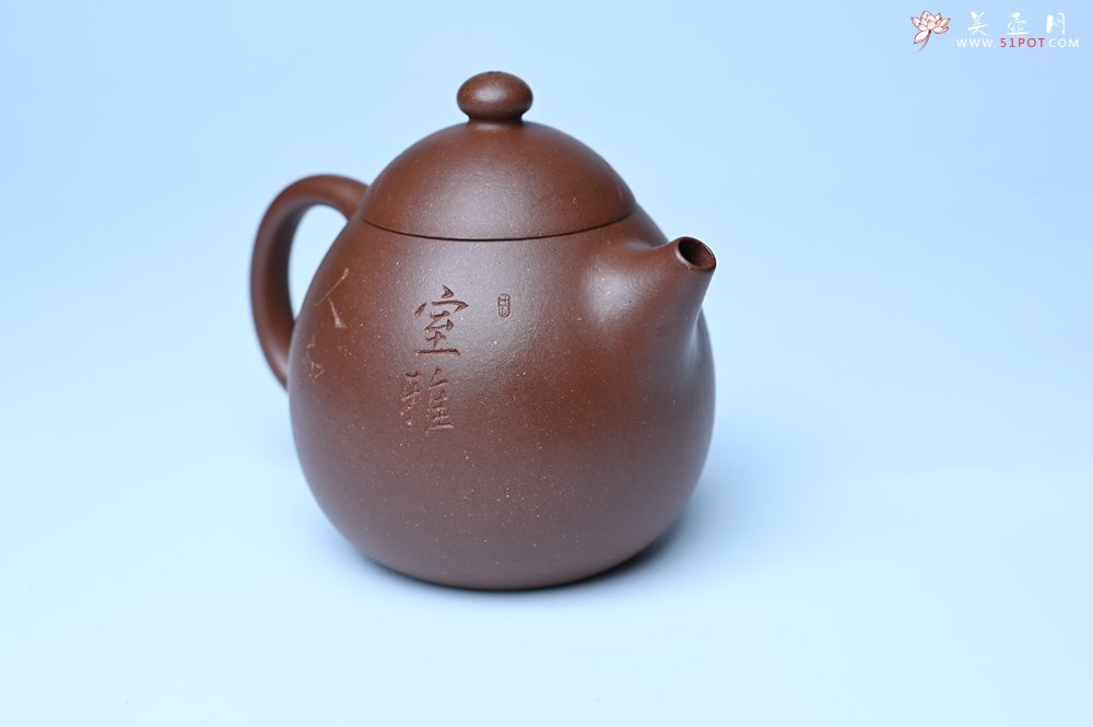 紫砂壶图片：美壶特惠 特好底槽青龙蛋壶 装饰兰草特文气 - 全手工紫砂壶网