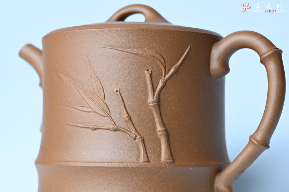 紫砂壶图片：美壶特惠 精工黄金段泥竹段 挺拔秀雅 茶人醉爱 - 全手工紫砂壶网