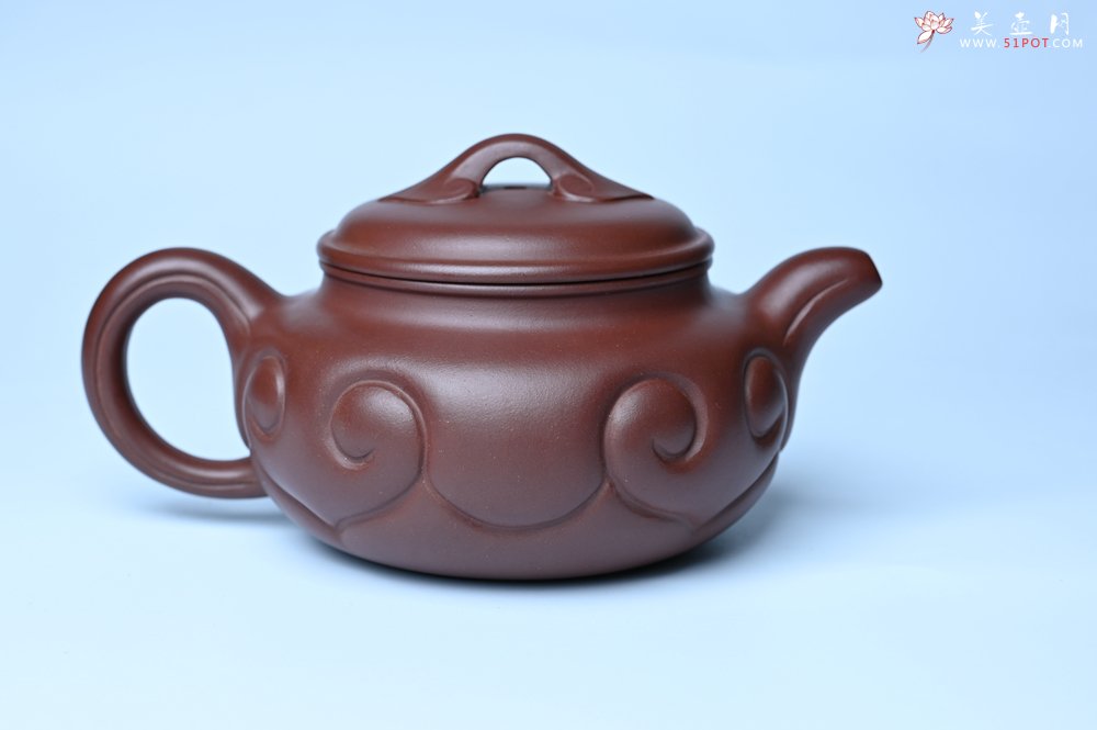 紫砂壶图片：美壶特惠 精致紫泥仿古如意壶 茶人醉爱 - 全手工紫砂壶网