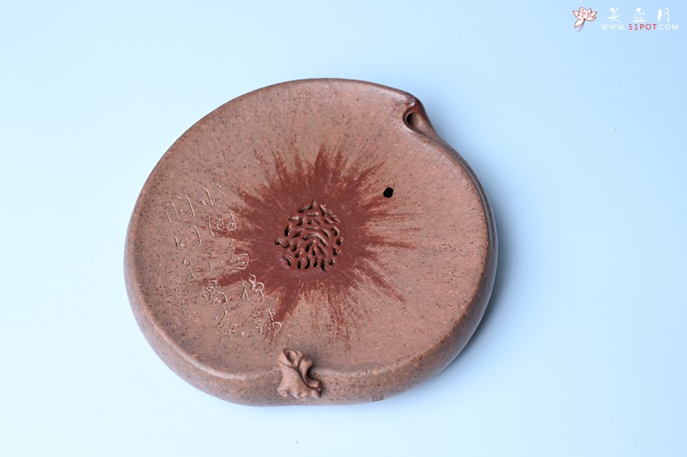 紫砂壶图片：美器特惠 朱自立工作室精品寿桃干泡台 直径大约15cm - 全手工紫砂壶网