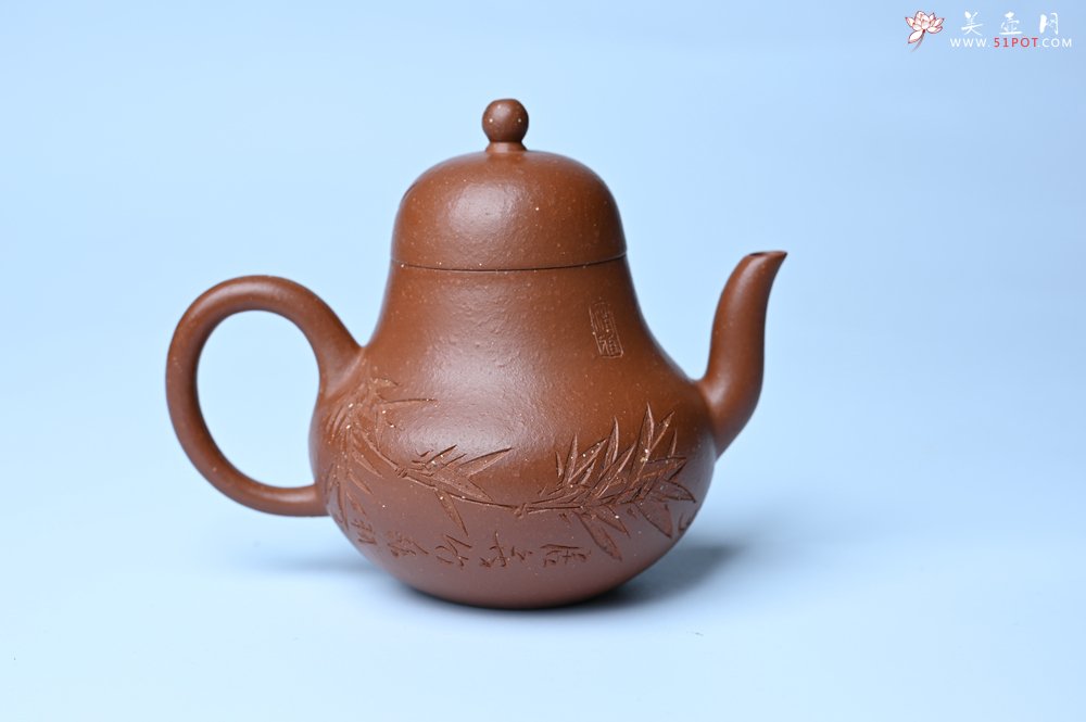 紫砂壶图片：美壶特惠 特好朱泥居不可无竹梨形壶 茶人醉爱 - 全手工紫砂壶网