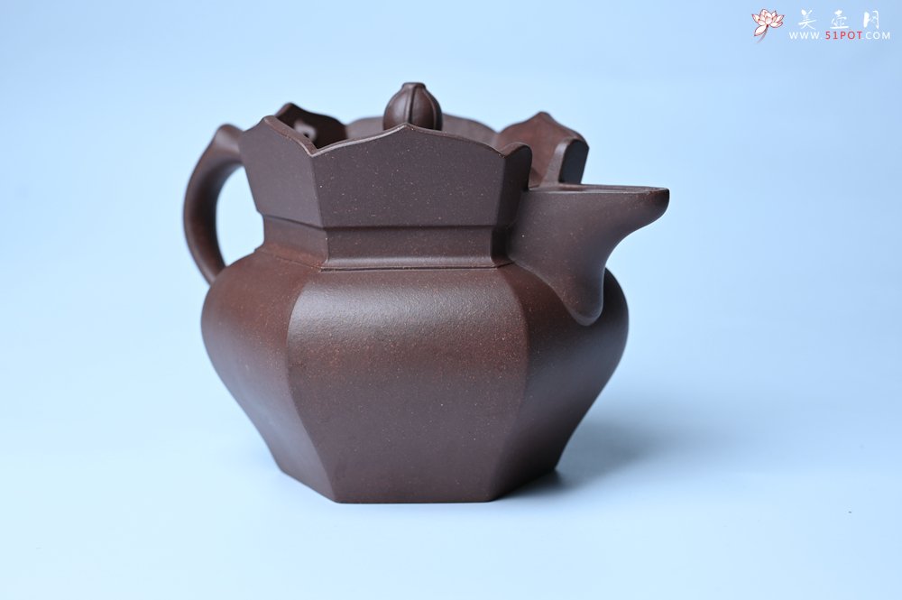 紫砂壶图片：摹古时大彬 优质调砂老紫泥全手工镶片僧帽壶 难度大 古韵悠悠 愈养迷人 - 全手工紫砂壶网