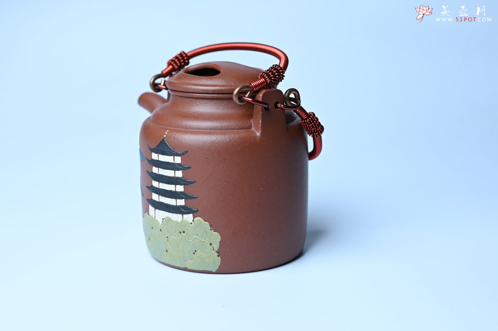 紫砂壶图片：美壶特惠 特好红皮龙精工洋桶壶 茶人醉爱 - 全手工紫砂壶网