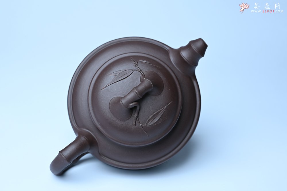 紫砂壶图片：美壶特惠 优质老紫泥双线竹鼓二式 养后特润 - 全手工紫砂壶网