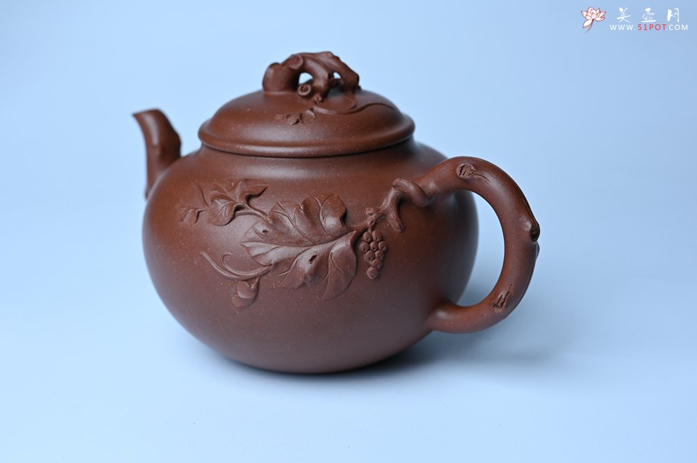 紫砂壶图片：美壶特惠 精品多子多福紫砂壶 帖叶生动细腻 送礼佳品 - 全手工紫砂壶网