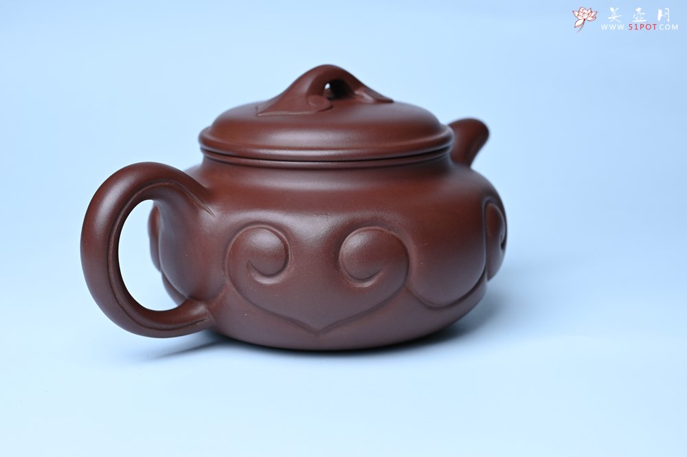 紫砂壶图片：美壶特惠 精致紫泥仿古如意壶 茶人醉爱 - 全手工紫砂壶网