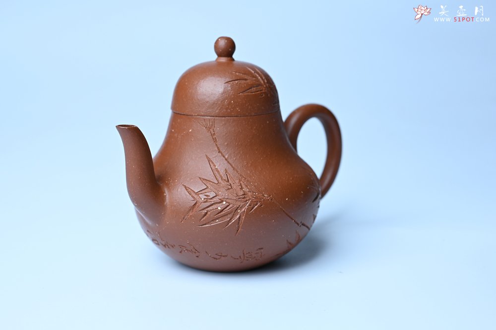 紫砂壶图片：美壶特惠 特好朱泥居不可无竹梨形壶 茶人醉爱 - 全手工紫砂壶网