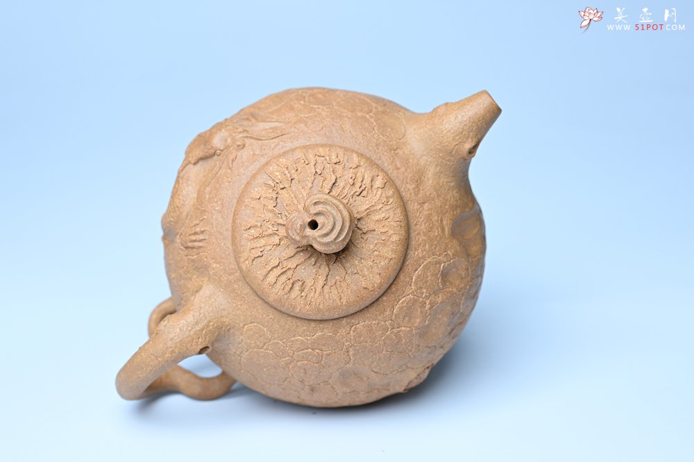 紫砂壶图片：潜力股赵老师实力演绎全手工老黄段泥灵芝游龙供春壶 游龙传福 不失为一把好壶 - 全手工紫砂壶网