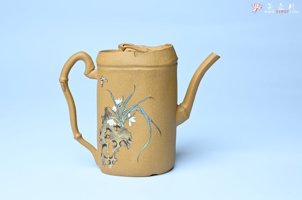 紫砂壶图片：美壶特惠 黄金段泥全手工君竹壶 茶人醉爱 - 全手工紫砂壶网