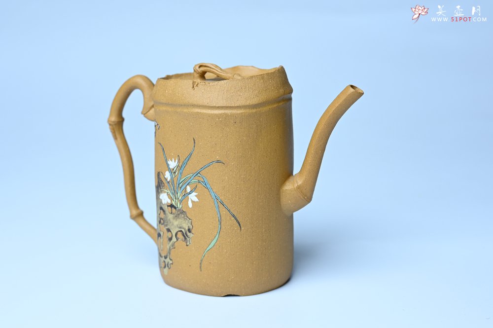 紫砂壶图片：美壶特惠 黄金段泥全手工君竹壶 茶人醉爱 - 全手工紫砂壶网